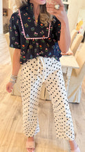 Beige and Black Polka Dot Barrel Pants
