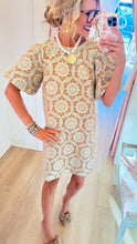Taupe Geometric Velvet Jacquard Dress