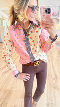 Pink Multi Colorblock Ruffle Collared Top