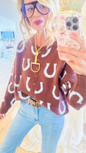 Brown and Blue Horseshoe Cardigan