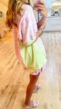 Pink & Lime Stripe Colorblock Top