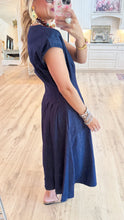 THML Denim Cap Sleeve Pleated Midi Dress