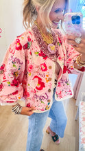 Pink Multi Print Lace Trim Top