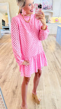 Bubble Gum Pink Eyelet Long Sleeve Dress