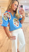 Blue Floral Abstract Top