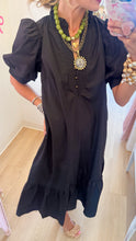 Black Puff Sleeve Midi Dress