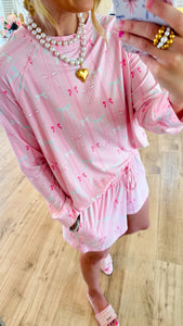 Pink Multi Bow Print Lounge Set