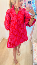 Tomato Red Floral Jacquard Babydoll Dress