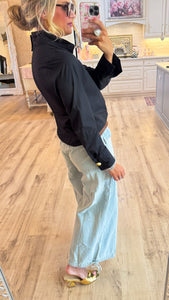 Black Solid Long Sleeve Shirt