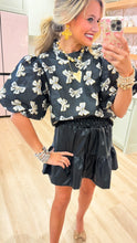 THML Black Bow Puff Sleeve Top