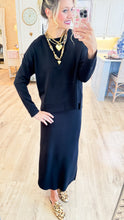 Black Midi Dress and Sweater Set