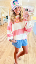 Pink and Cream Stripe Oversized Sweatshirt