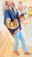 Navy Plaid Contrast Pullover