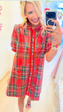 Red Plaid Sequin Mini Dress