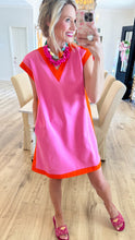 Pink and Orange Contrast Accent Mini Dress