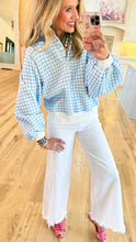 Blue Gingham Quarter Snap Pullover