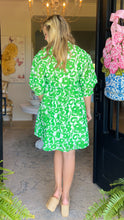 Green Floral Print Babydoll Dress