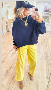 Yellow Denim Barrel Jeans
