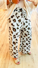 Stone Grey Cheetah Print Mineral Washed Wide Leg Pants