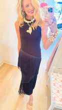 Black Asymmetrical Fringe Maxi Sweater Dress