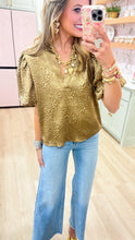 Gold V Neck Textured Top