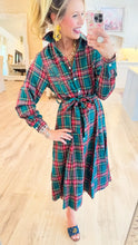 Hunter Green Multi Plaid Midi Dress