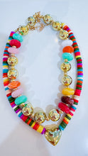 Colorful Beaded Gold Heart Necklace