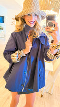 Navy A Line Trench Coat