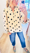 Cream and Black Polka Dot 3/4 Sleeve Top