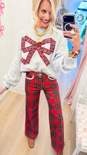 Red Plaid Wide Leg Pants