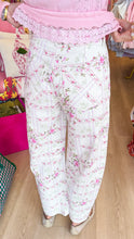 Ivory and Pink Floral Print Barrel Jeans
