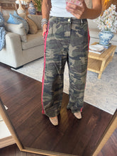 Washed Camo Red Lace Trim Pants