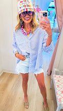 Light Blue Gingham Button Down Top