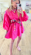 Hot Pink Contrast Piping Fit and Flare Dress