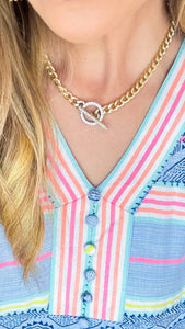Gold Chain Necklace Diamond Circle Clasp