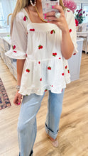 Cherry Poplin Embroidery Top