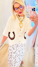 Ivory and Brown Western Satin Midi Skirt