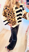 Animal Print and Stripe Knit Cardigan