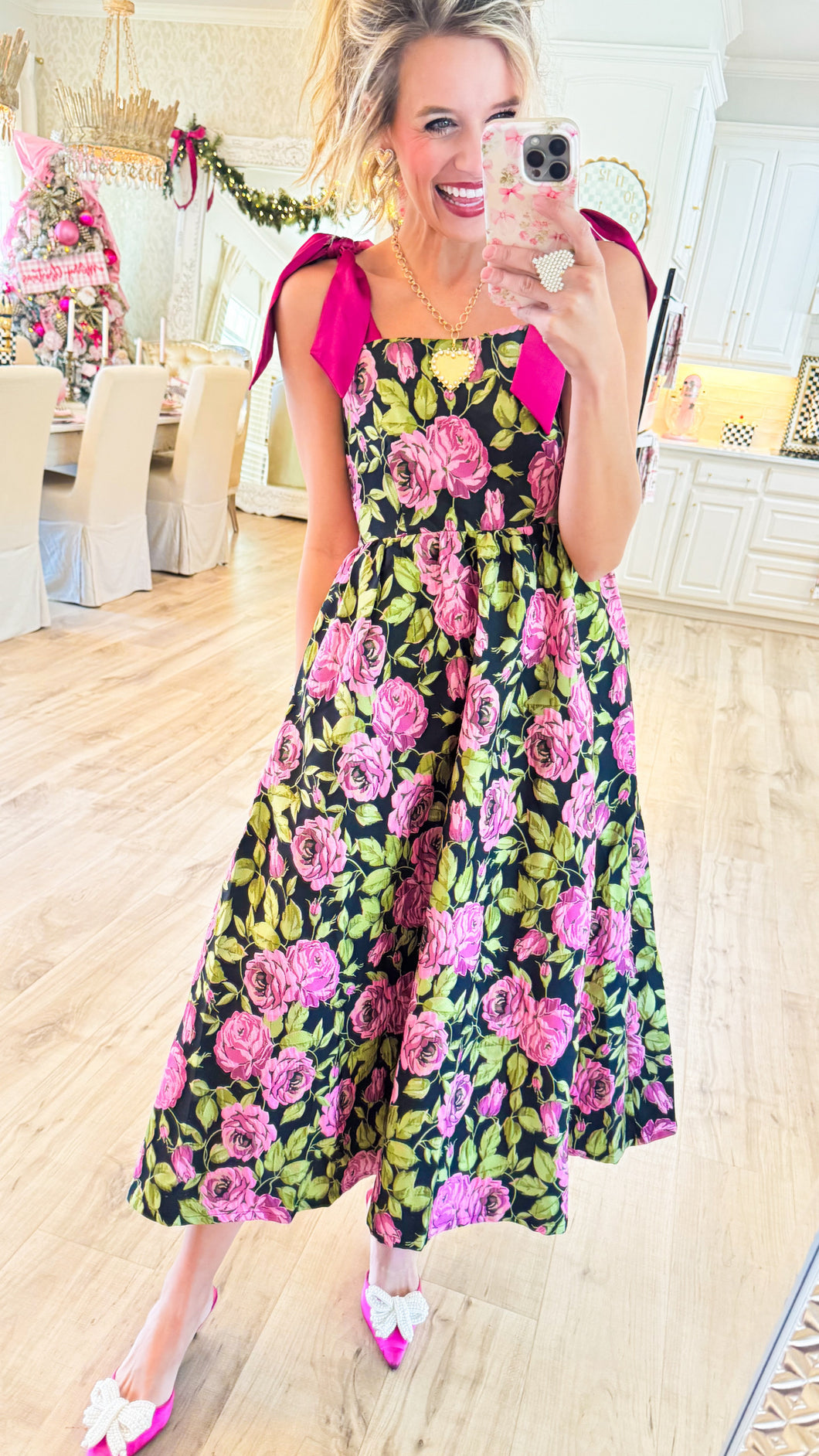 Black Multi Color Floral Print Sleeveless Dress