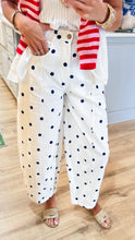 White and Navy Polka Dot Barrel Jeans