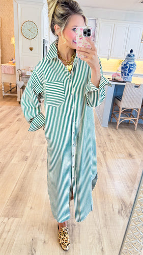 Green Stripe Midi Dress