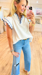 Off White Scalloped Blouse