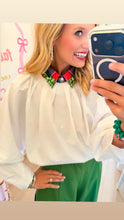 White Balloon Poplin Top