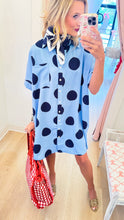 Blue and Navy Polka Dot Shirt Dress