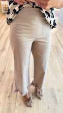 Taupe Straight Leg Ruffle Hem Pants