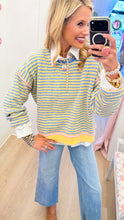 Blue, Yellow, and Pink Stripe Sweater