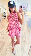 Red Gingham Sleeveless Short Set