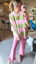 Pink and Green Stripe Knit Sweater