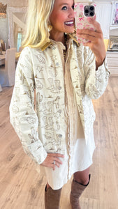 Almond Latte Mineral Washed Western Graphic Jacket