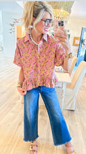 Dusty Pink Floral Puff Sleeve Top